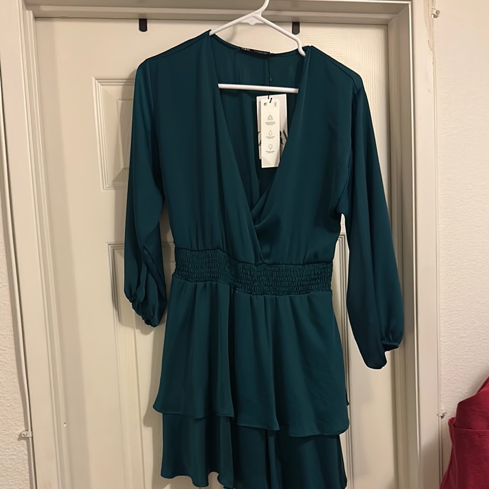 Teal Long Sleeve Dress